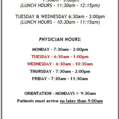New Hours – Effective July 3rd, 2017
